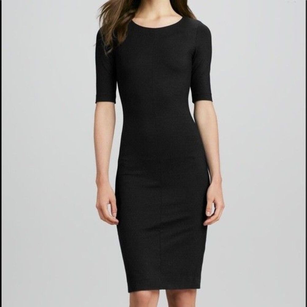 Diane von Furstenberg Sheath Dress Sz M Raquel Navy Blue Stretch Half Sleeve